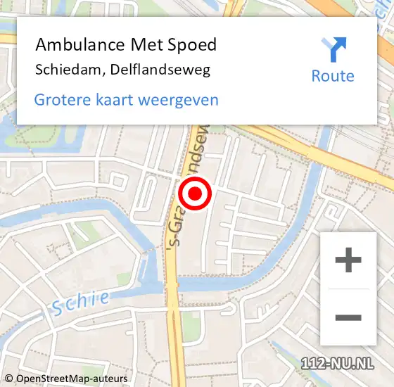 Locatie op kaart van de 112 melding: Ambulance Met Spoed Naar Schiedam, Delflandseweg op 24 april 2024 08:16