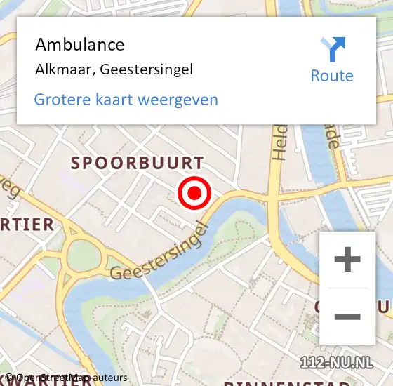 Locatie op kaart van de 112 melding: Ambulance Alkmaar, Geestersingel op 24 april 2024 08:18