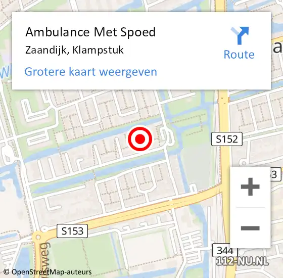 Locatie op kaart van de 112 melding: Ambulance Met Spoed Naar Zaandijk, Klampstuk op 24 april 2024 08:25