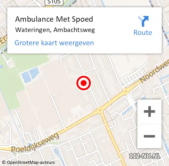 Locatie op kaart van de 112 melding: Ambulance Met Spoed Naar Wateringen, Ambachtsweg op 24 april 2024 08:29