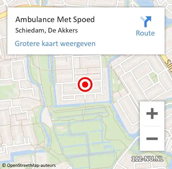 Locatie op kaart van de 112 melding: Ambulance Met Spoed Naar Schiedam, De Akkers op 24 april 2024 08:29