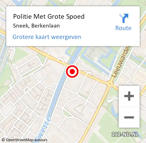 Locatie op kaart van de 112 melding: Politie Met Grote Spoed Naar Sneek, Berkenlaan op 24 april 2024 08:34