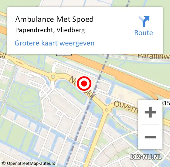 Locatie op kaart van de 112 melding: Ambulance Met Spoed Naar Papendrecht, Vliedberg op 24 april 2024 08:36