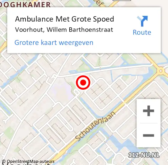 Locatie op kaart van de 112 melding: Ambulance Met Grote Spoed Naar Voorhout, Willem Barthoenstraat op 24 april 2024 08:43