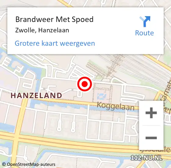 Locatie op kaart van de 112 melding: Brandweer Met Spoed Naar Zwolle, Hanzelaan op 24 april 2024 08:52