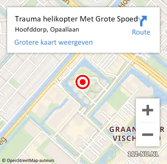 Locatie op kaart van de 112 melding: Trauma helikopter Met Grote Spoed Naar Hoofddorp, Opaallaan op 24 april 2024 09:24