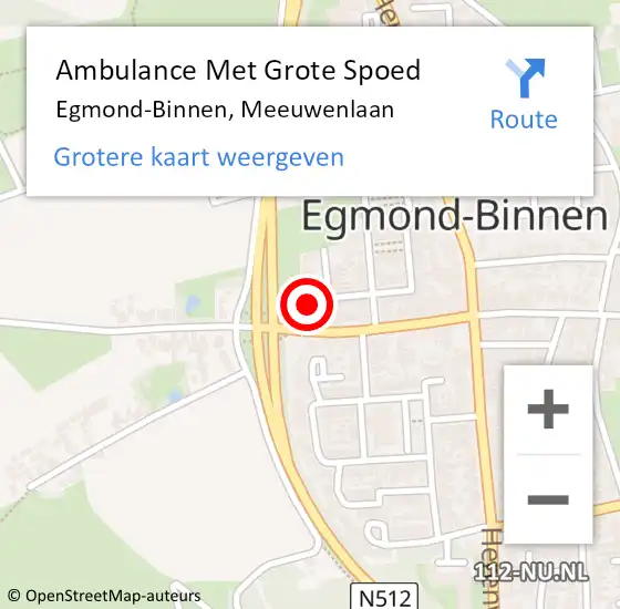 Locatie op kaart van de 112 melding: Ambulance Met Grote Spoed Naar Egmond-Binnen, Meeuwenlaan op 24 april 2024 09:32