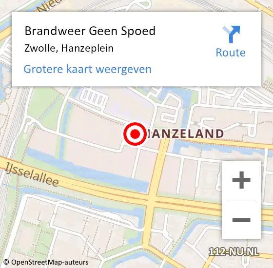 Locatie op kaart van de 112 melding: Brandweer Geen Spoed Naar Zwolle, Hanzeplein op 24 april 2024 09:34