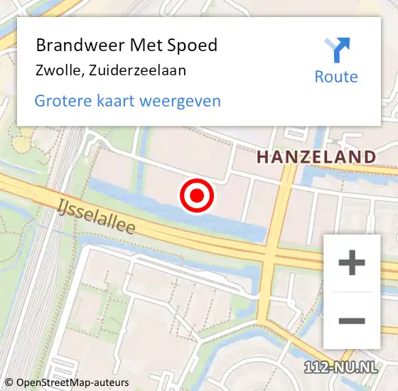 Locatie op kaart van de 112 melding: Brandweer Met Spoed Naar Zwolle, Zuiderzeelaan op 24 april 2024 09:35