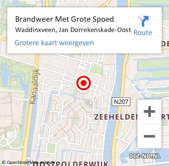 Locatie op kaart van de 112 melding: Brandweer Met Grote Spoed Naar Waddinxveen, Jan Dorrekenskade-Oost op 24 april 2024 09:44