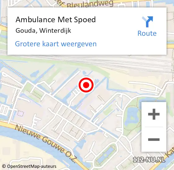 Locatie op kaart van de 112 melding: Ambulance Met Spoed Naar Gouda, Winterdijk op 24 april 2024 09:57