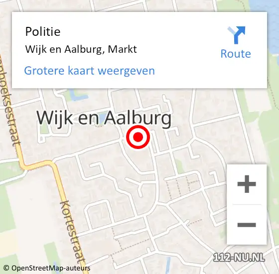 Locatie op kaart van de 112 melding: Politie Wijk en Aalburg, Markt op 24 april 2024 10:03
