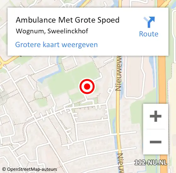 Locatie op kaart van de 112 melding: Ambulance Met Grote Spoed Naar Wognum, Sweelinckhof op 24 april 2024 10:26