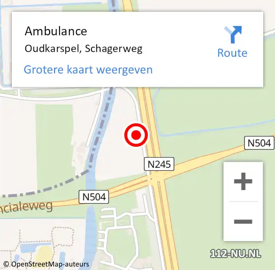 Locatie op kaart van de 112 melding: Ambulance Oudkarspel, Schagerweg op 24 april 2024 10:32