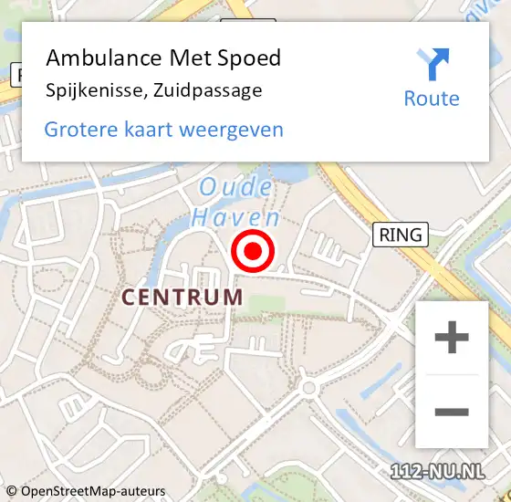 Locatie op kaart van de 112 melding: Ambulance Met Spoed Naar Spijkenisse, Zuidpassage op 24 april 2024 10:36