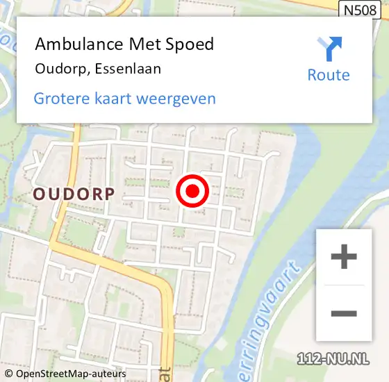 Locatie op kaart van de 112 melding: Ambulance Met Spoed Naar Oudorp, Essenlaan op 24 april 2024 10:39