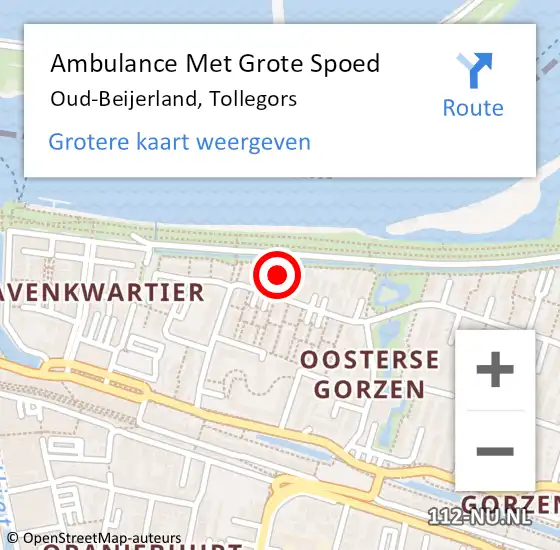 Locatie op kaart van de 112 melding: Ambulance Met Grote Spoed Naar Oud-Beijerland, Tollegors op 24 april 2024 10:47