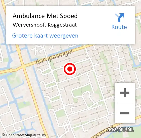 Locatie op kaart van de 112 melding: Ambulance Met Spoed Naar Wervershoof, Koggestraat op 24 april 2024 10:59