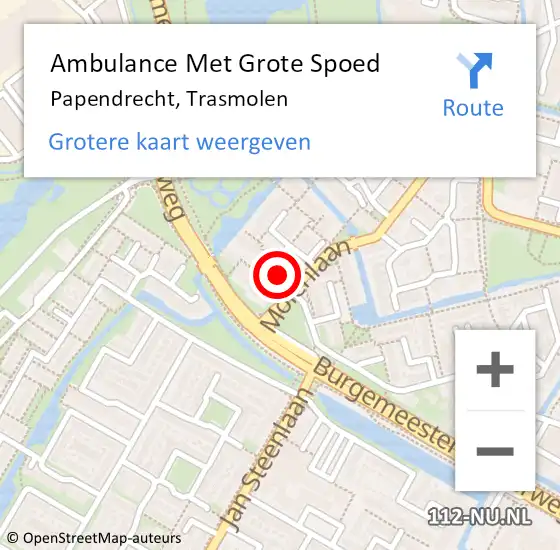 Locatie op kaart van de 112 melding: Ambulance Met Grote Spoed Naar Papendrecht, Trasmolen op 24 april 2024 11:03