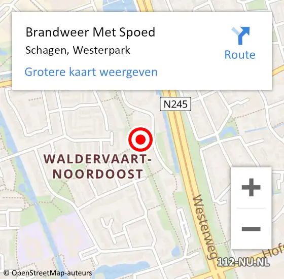 Locatie op kaart van de 112 melding: Brandweer Met Spoed Naar Schagen, Westerpark op 24 april 2024 11:04