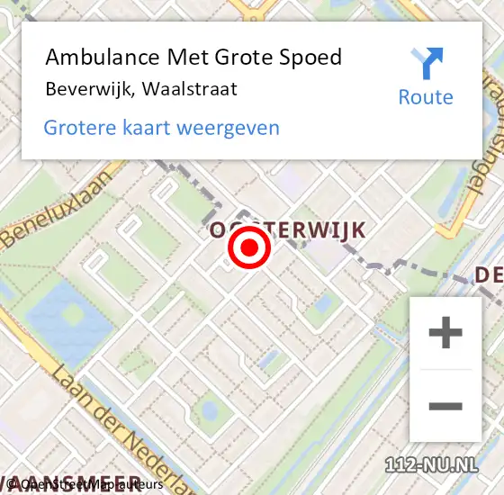 Locatie op kaart van de 112 melding: Ambulance Met Grote Spoed Naar Beverwijk, Waalstraat op 24 april 2024 11:34
