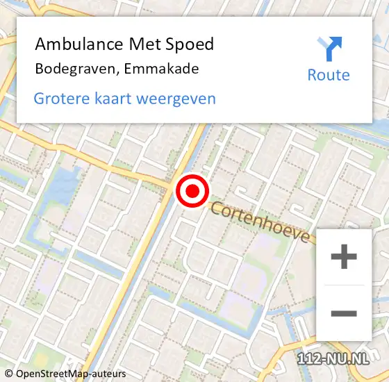 Locatie op kaart van de 112 melding: Ambulance Met Spoed Naar Bodegraven, Emmakade op 24 april 2024 11:35