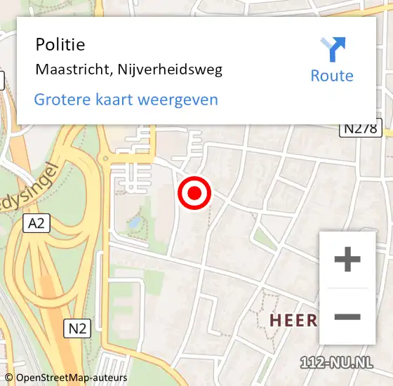 Locatie op kaart van de 112 melding: Politie Maastricht, Nijverheidsweg op 24 april 2024 11:46
