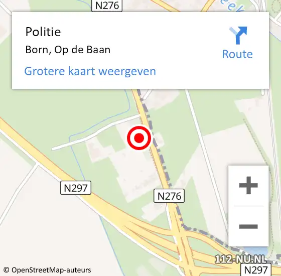 Locatie op kaart van de 112 melding: Politie Born, Op de Baan op 24 april 2024 11:48