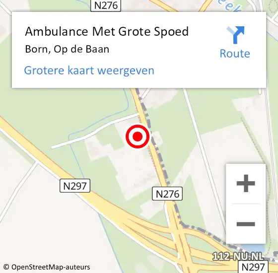 Locatie op kaart van de 112 melding: Ambulance Met Grote Spoed Naar Born, Op de Baan op 24 april 2024 11:48
