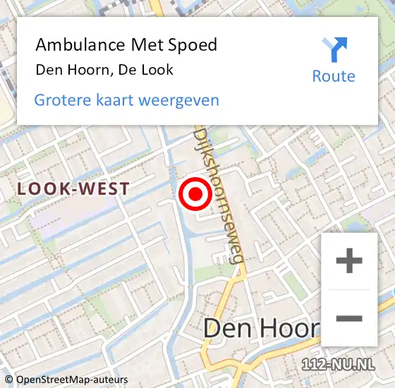 Locatie op kaart van de 112 melding: Ambulance Met Spoed Naar Den Hoorn, De Look op 24 april 2024 11:54