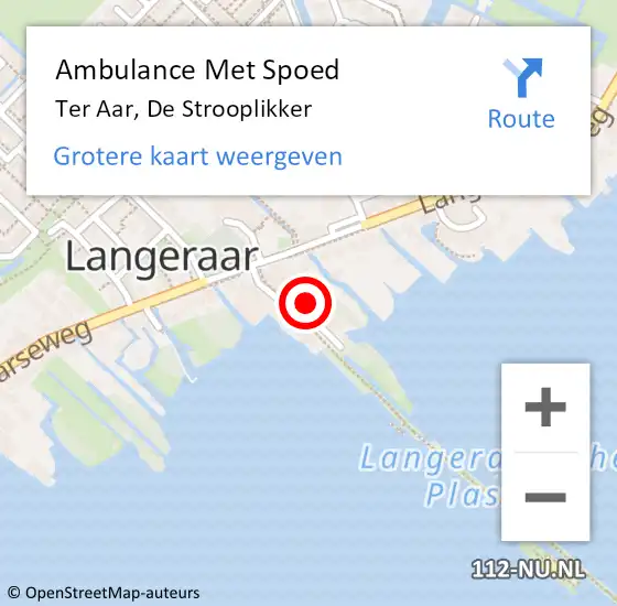 Locatie op kaart van de 112 melding: Ambulance Met Spoed Naar Ter Aar, De Strooplikker op 24 april 2024 12:10