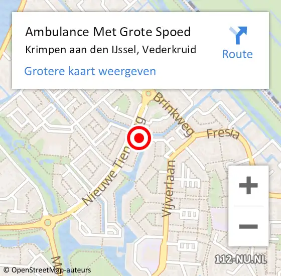 Locatie op kaart van de 112 melding: Ambulance Met Grote Spoed Naar Krimpen aan den IJssel, Vederkruid op 24 april 2024 12:12