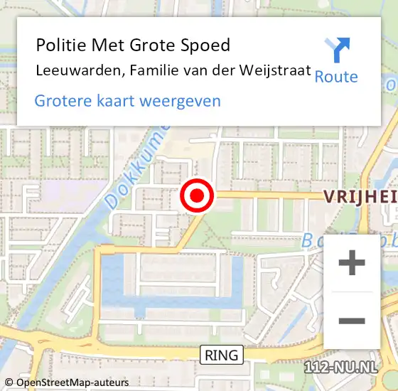 Locatie op kaart van de 112 melding: Politie Met Grote Spoed Naar Leeuwarden, Familie van der Weijstraat op 24 april 2024 12:14