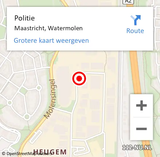 Locatie op kaart van de 112 melding: Politie Maastricht, Watermolen op 24 april 2024 12:31