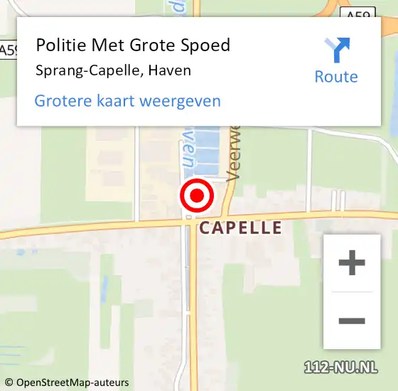 Locatie op kaart van de 112 melding: Politie Met Grote Spoed Naar Sprang-Capelle, Haven op 24 april 2024 12:39