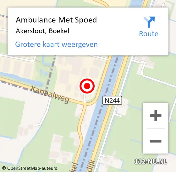 Locatie op kaart van de 112 melding: Ambulance Met Spoed Naar Akersloot, Boekel op 24 april 2024 12:40