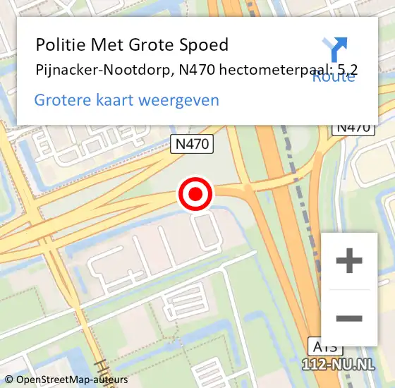 Locatie op kaart van de 112 melding: Politie Met Grote Spoed Naar Pijnacker-Nootdorp, N470 hectometerpaal: 5,2 op 24 april 2024 12:44