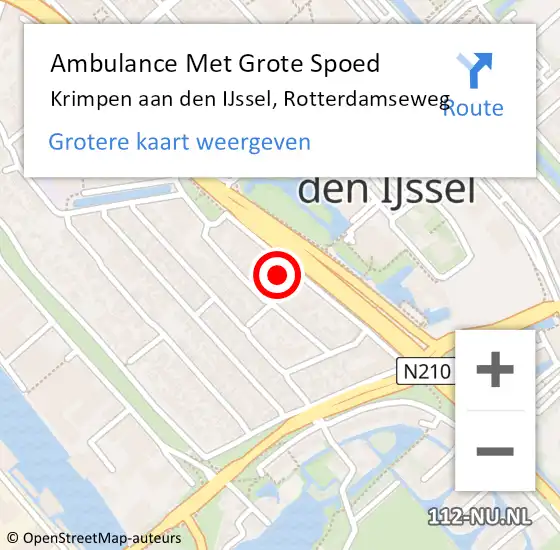 Locatie op kaart van de 112 melding: Ambulance Met Grote Spoed Naar Krimpen aan den IJssel, Rotterdamseweg op 24 april 2024 13:03