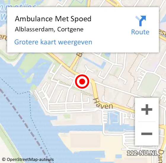 Locatie op kaart van de 112 melding: Ambulance Met Spoed Naar Alblasserdam, Cortgene op 24 april 2024 13:04