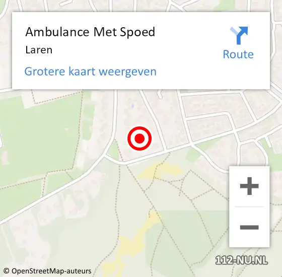 Locatie op kaart van de 112 melding: Ambulance Met Spoed Naar Laren op 24 april 2024 13:05