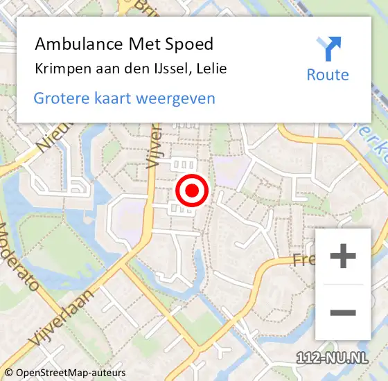 Locatie op kaart van de 112 melding: Ambulance Met Spoed Naar Krimpen aan den IJssel, Lelie op 24 april 2024 13:06