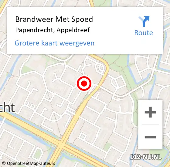 Locatie op kaart van de 112 melding: Brandweer Met Spoed Naar Papendrecht, Appeldreef op 24 april 2024 13:11