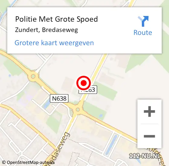 Locatie op kaart van de 112 melding: Politie Met Grote Spoed Naar Zundert, Bredaseweg op 24 april 2024 13:13