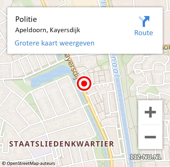 Locatie op kaart van de 112 melding: Politie Apeldoorn, Kayersdijk op 24 april 2024 13:23