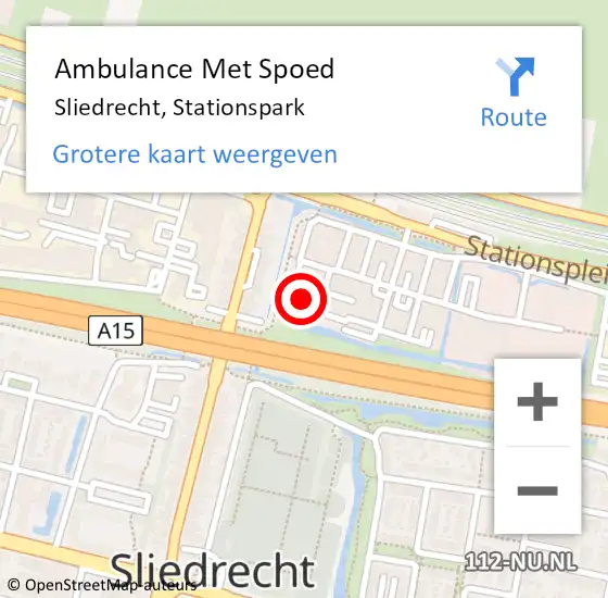 Locatie op kaart van de 112 melding: Ambulance Met Spoed Naar Sliedrecht, Stationspark op 24 april 2024 13:35