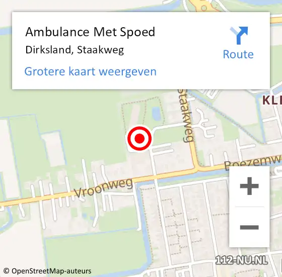 Locatie op kaart van de 112 melding: Ambulance Met Spoed Naar Dirksland, Staakweg op 24 april 2024 13:37