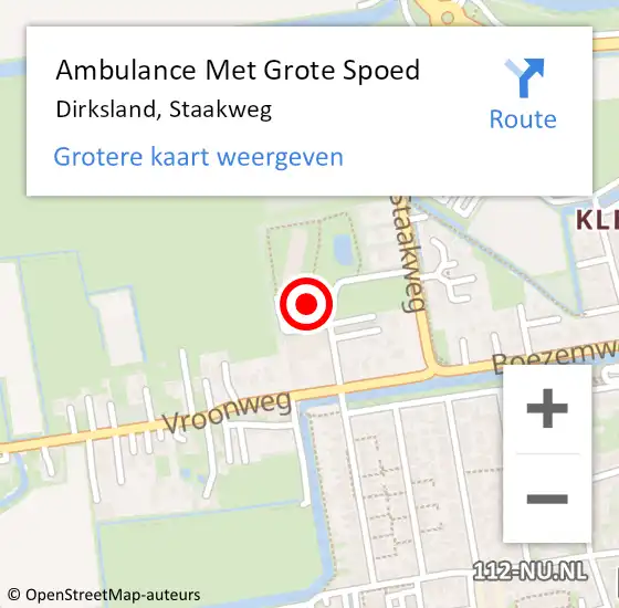 Locatie op kaart van de 112 melding: Ambulance Met Grote Spoed Naar Dirksland, Staakweg op 24 april 2024 13:40
