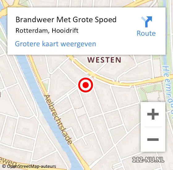 Locatie op kaart van de 112 melding: Brandweer Met Grote Spoed Naar Rotterdam, Hooidrift op 24 april 2024 13:41