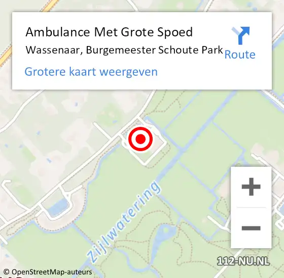 Locatie op kaart van de 112 melding: Ambulance Met Grote Spoed Naar Wassenaar, Burgemeester Schoute Park op 24 april 2024 13:55