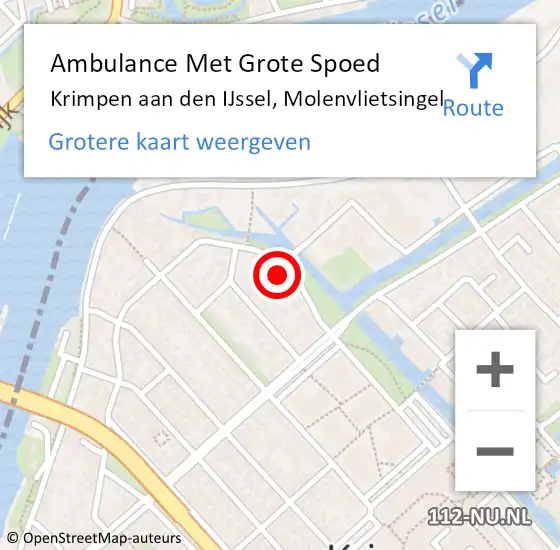 Locatie op kaart van de 112 melding: Ambulance Met Grote Spoed Naar Krimpen aan den IJssel, Molenvlietsingel op 24 april 2024 14:00